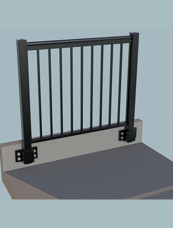 Aluminum picket railings face mounted