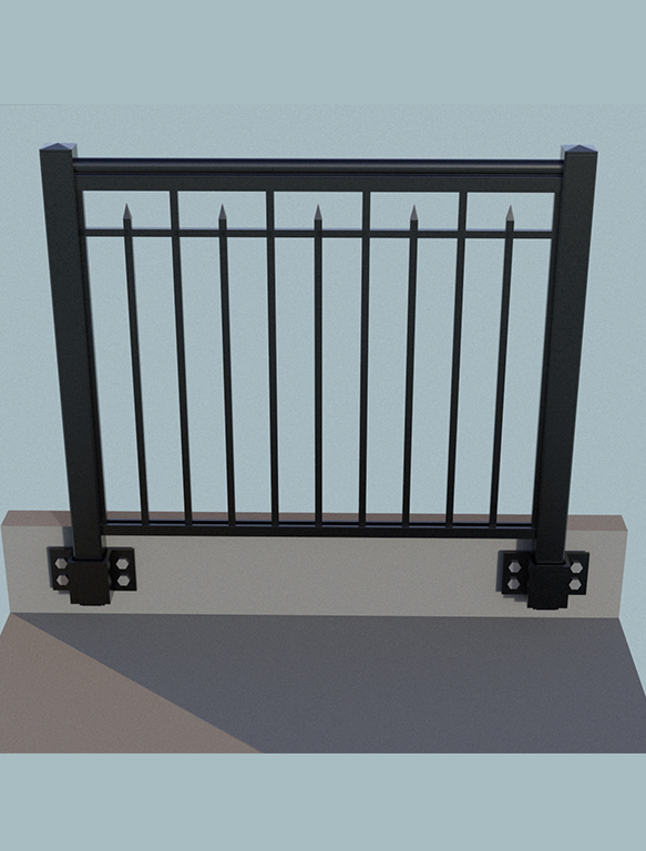 Aluminum picket railings concrete face mounted