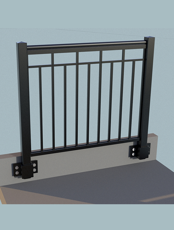 Aluminum picket railings concrete face mounted
