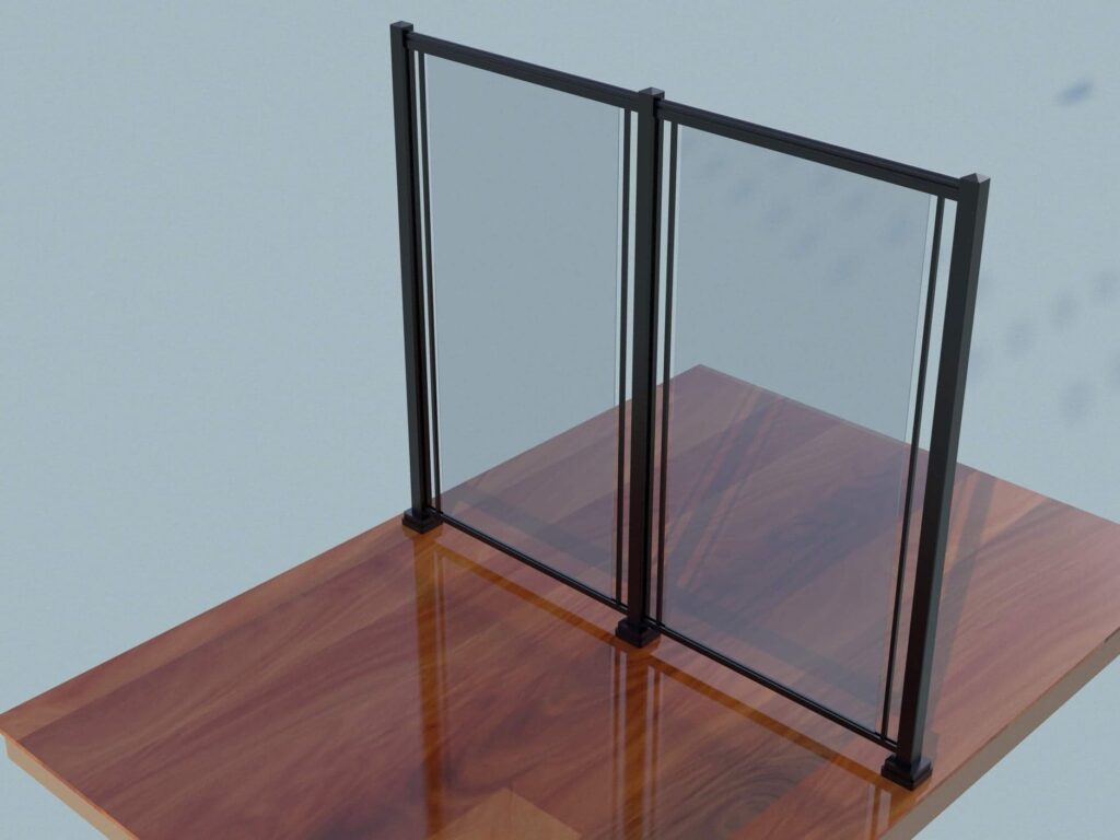 Aluminum glass divider wood