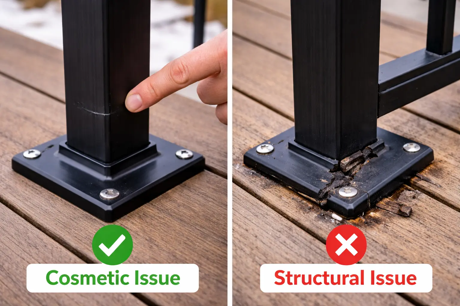 Signs that a deck railing needs repair or full replacement