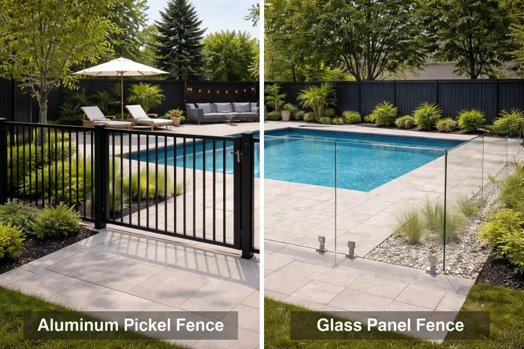 Aluminum and glass pool fence options for Toronto homes