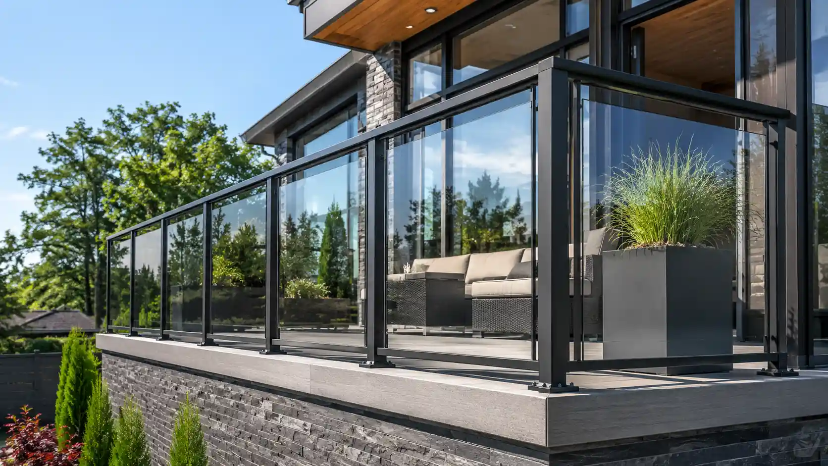 aluminum and glass railing system for Ontario property