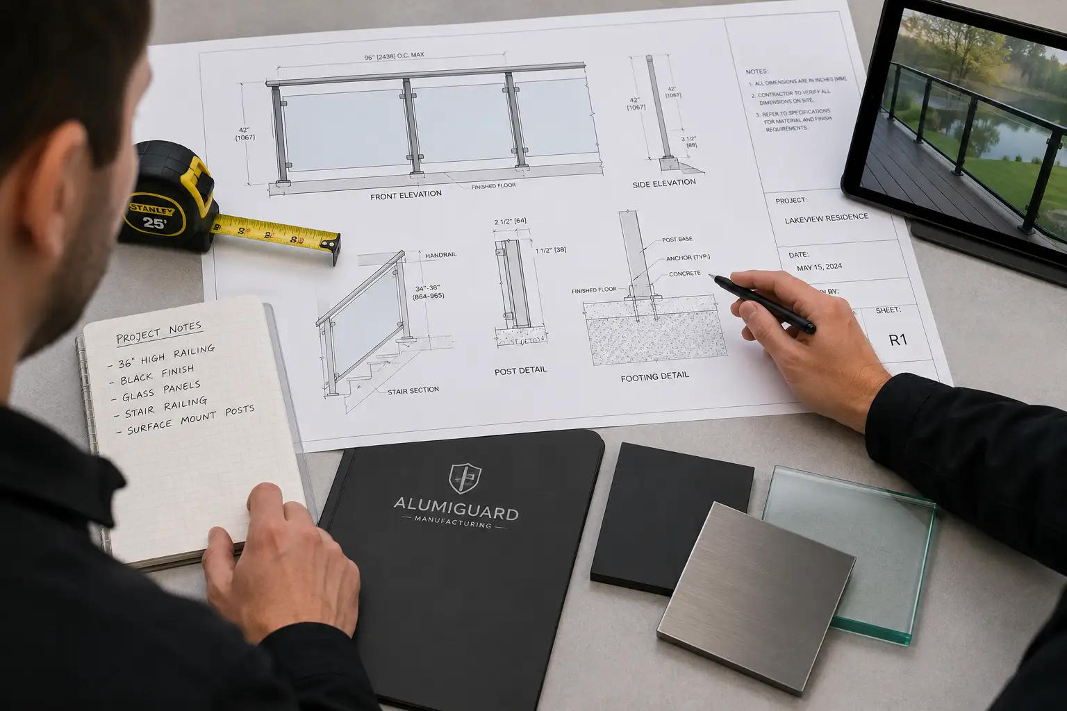 railing shop drawings review before fabrication and installation
