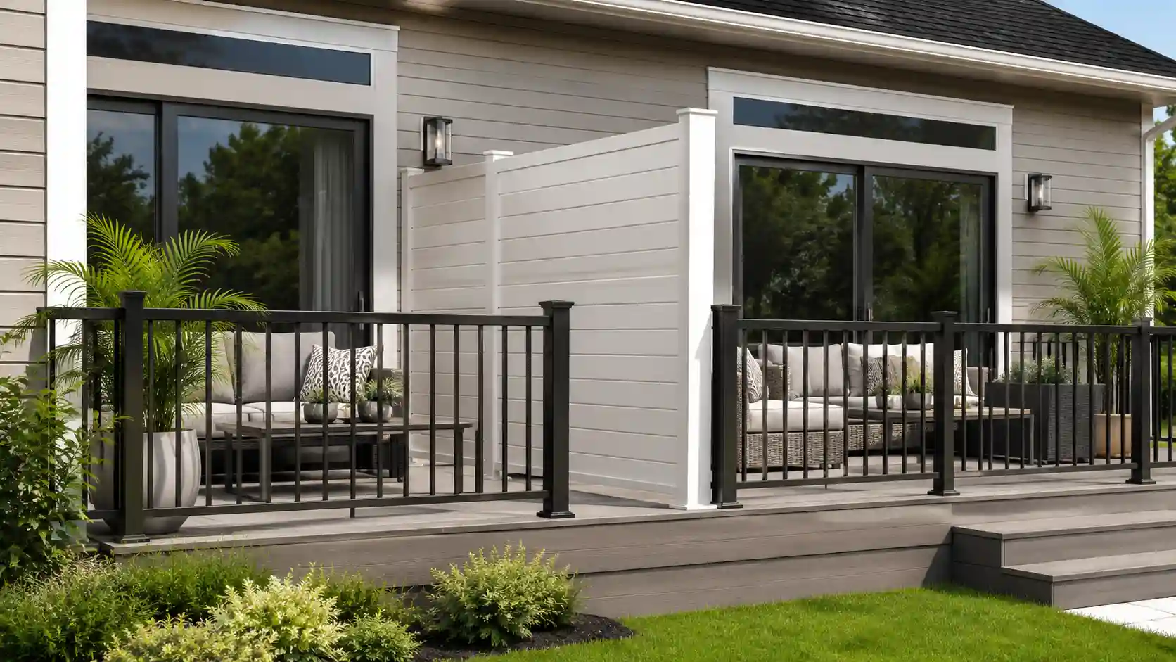 Vinyl divider between shared balcony spaces