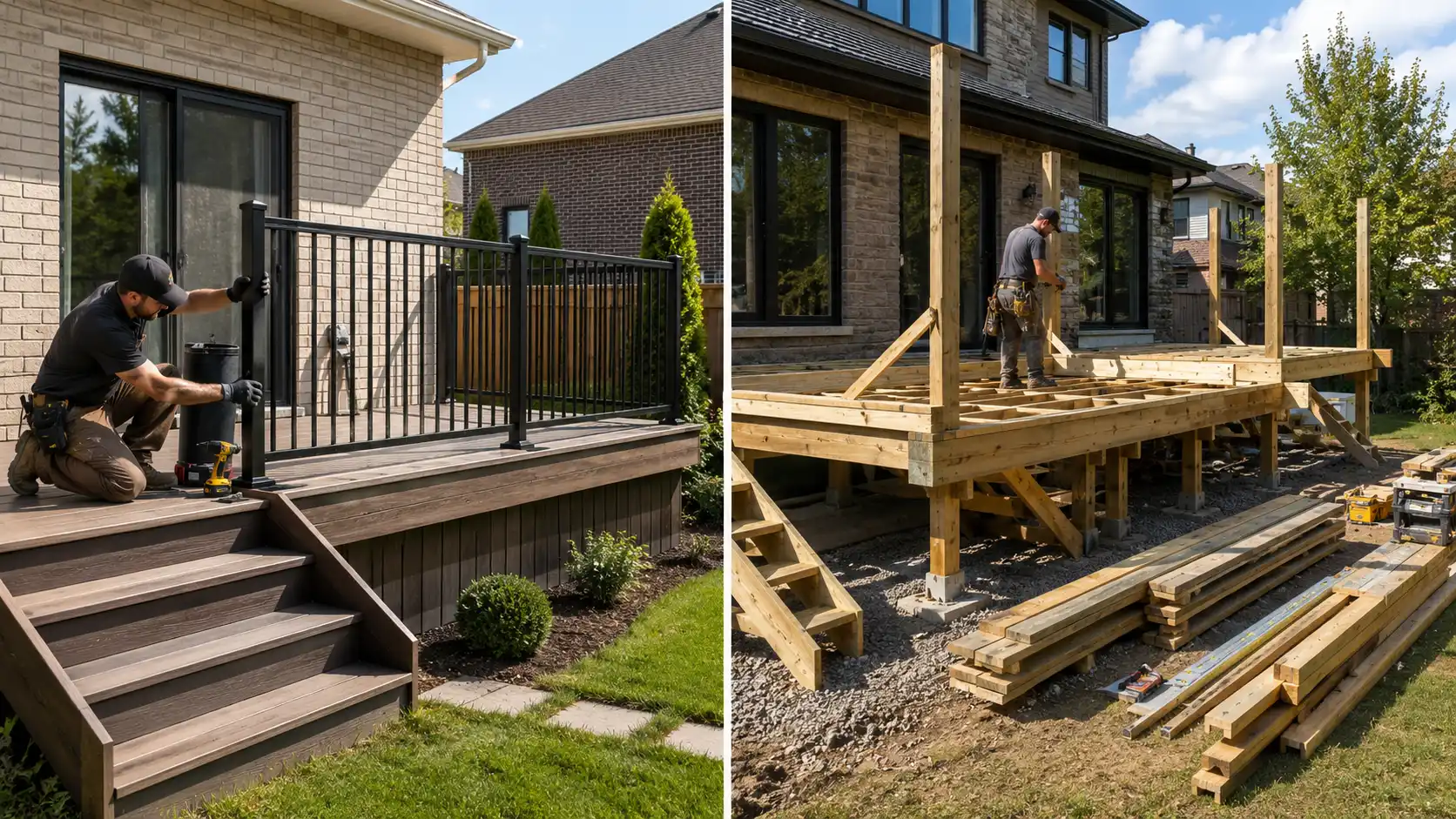 Deck railing replacement compared with new deck railing installation