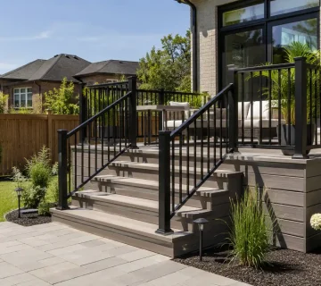 Ontario deck railing height guide for a modern backyard deck