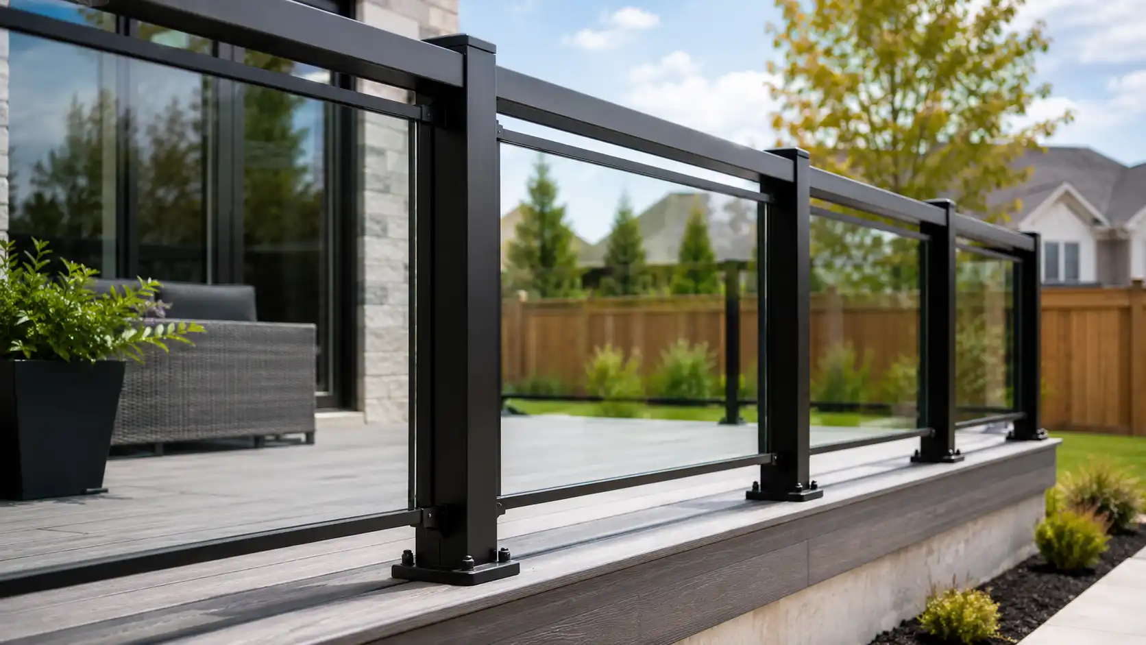 Safe aluminum and glass railing details for Ontario deck projects