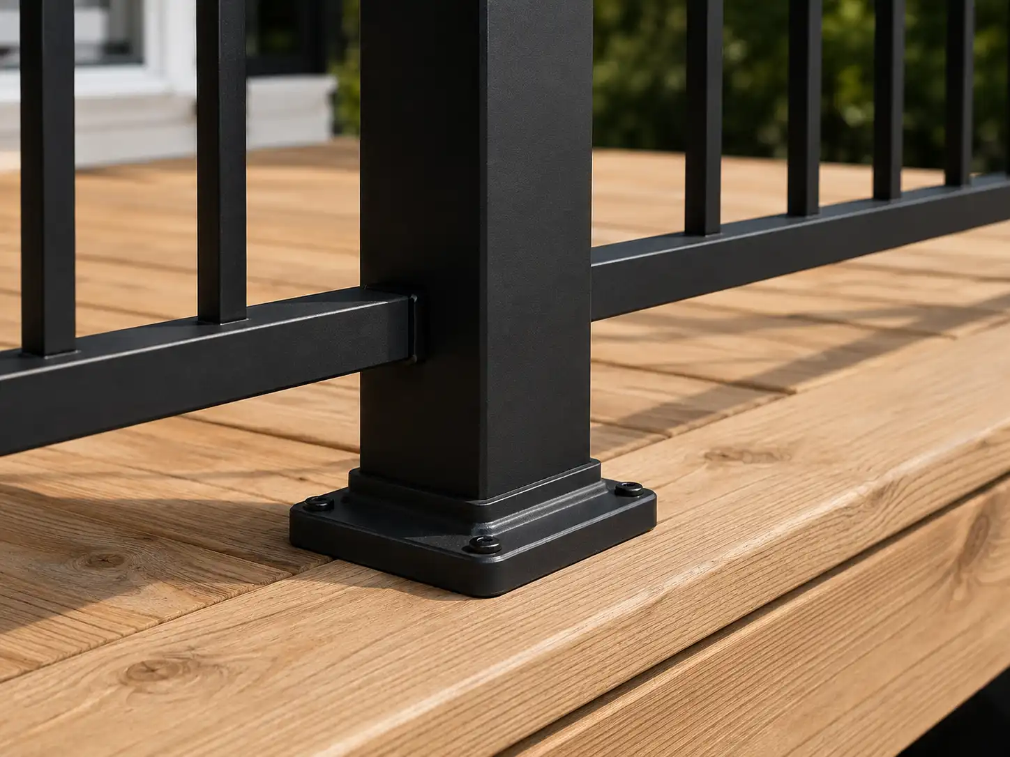 Face mounted glass railing installed on a concrete balcony