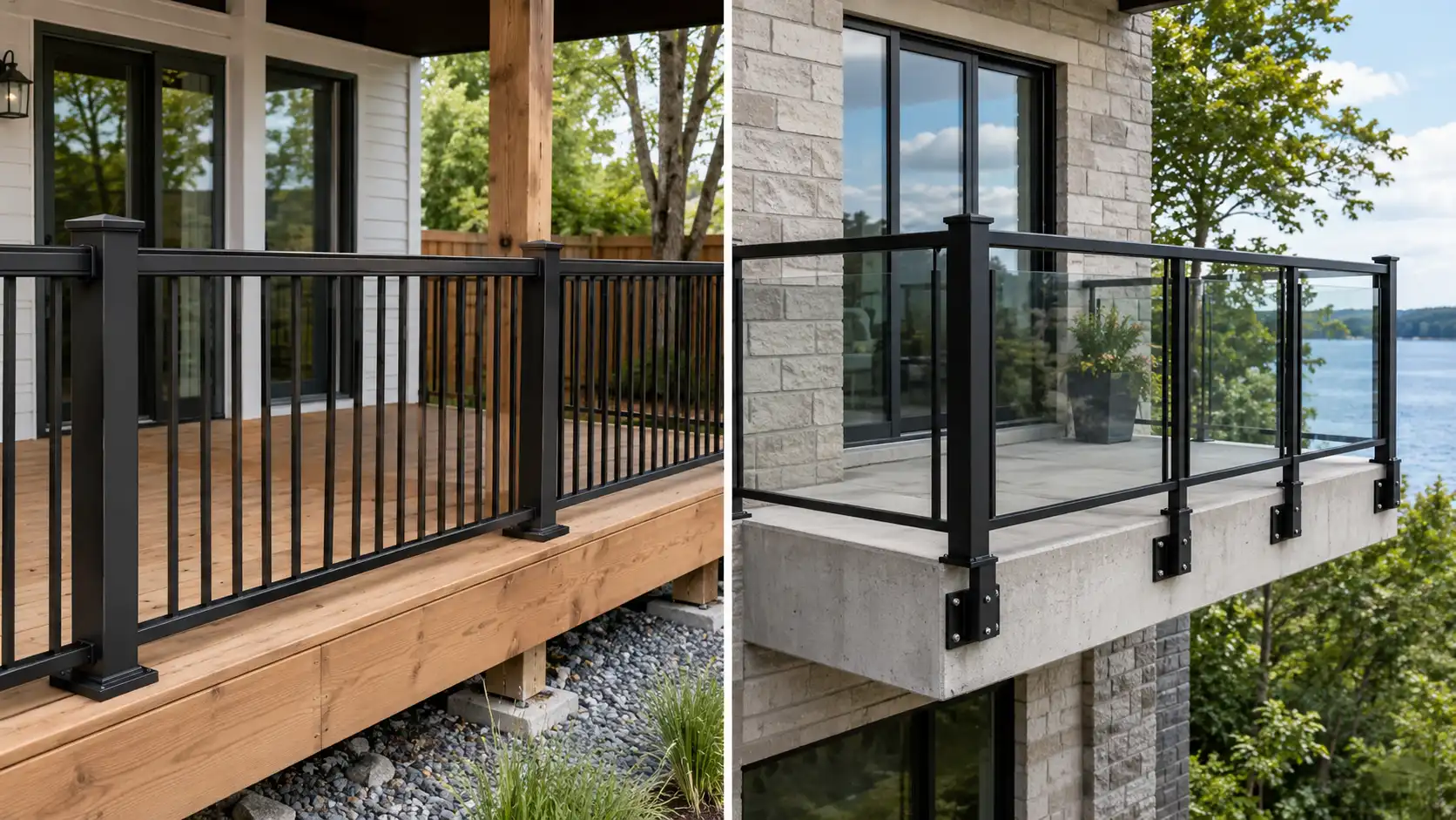 Top mounted vs face mounted railing on an Ontario deck and balcony