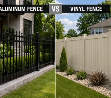 Aluminum fence vs vinyl fence comparison on an Ontario property