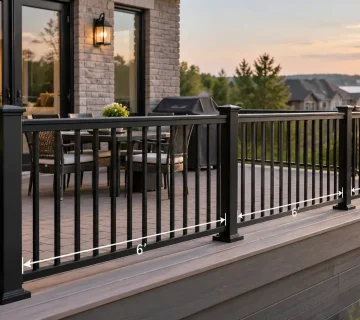 Aluminum railing post spacing on an Ontario deck