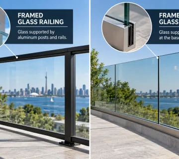 Glass railing thickness comparison for framed and frameless Ontario railing systems